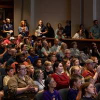 full audience at awards at student project showcase